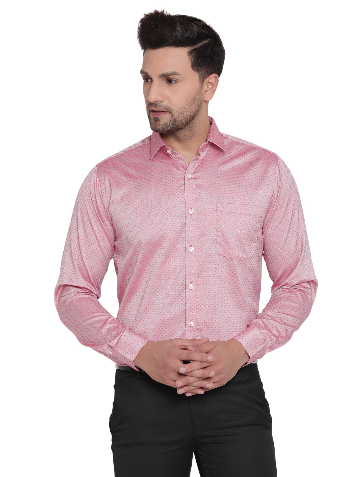 Men Pink Dobby Formal Shirt Copperline