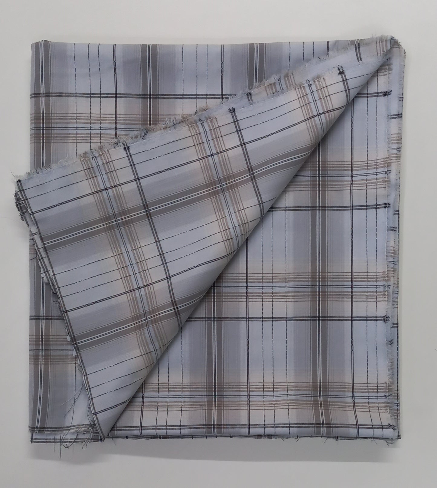 Beige Yarn Dyed Checks Cotton Lycra Unstitched Men's Shirt Piece (Width 58 Inch | 1.60 Meters)