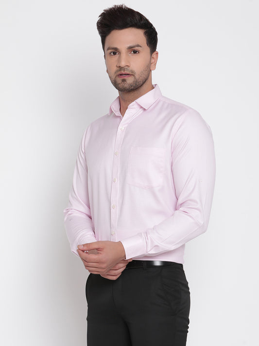 Men Pink Dobby Formal Shirt Copperline