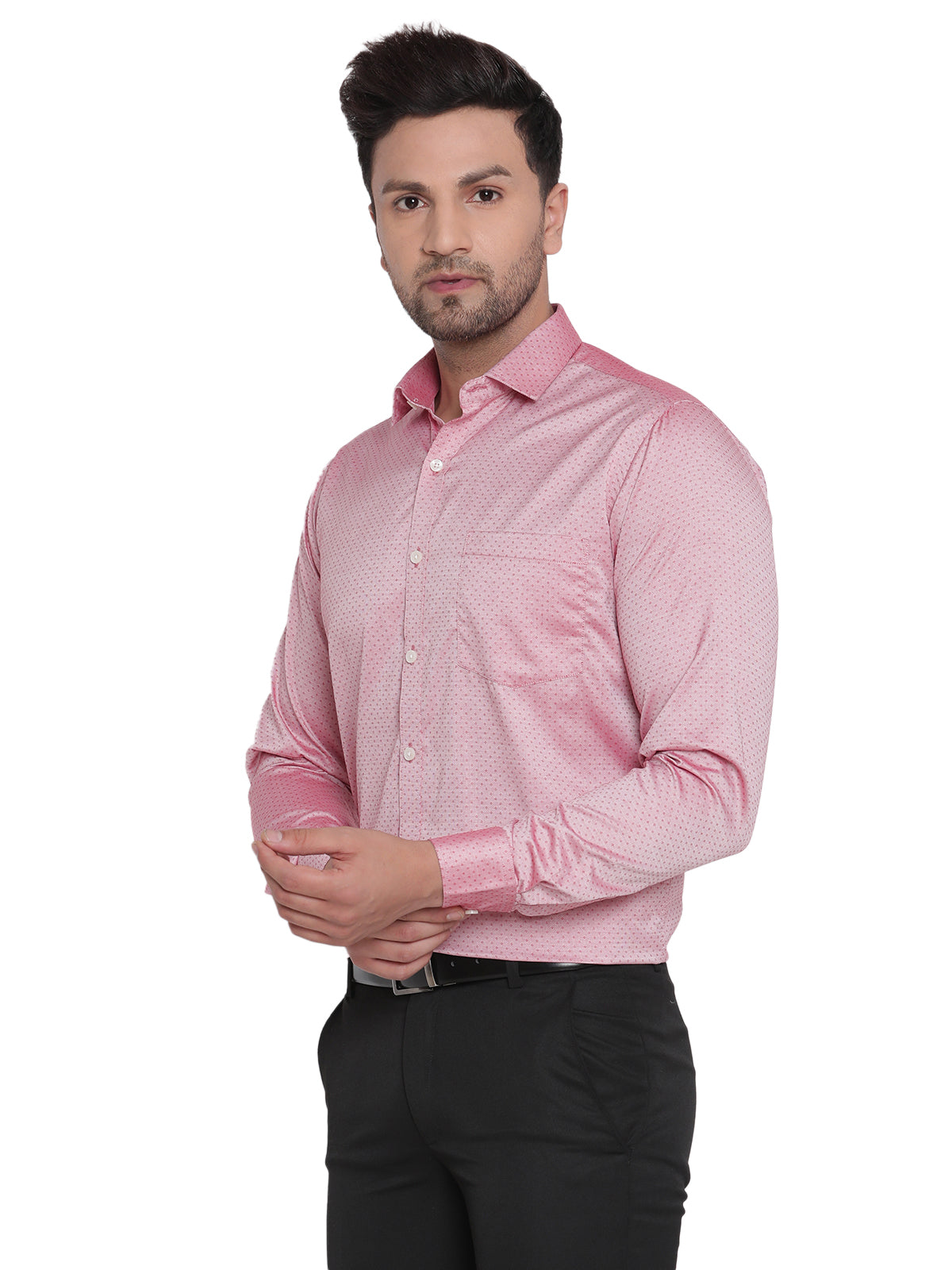 Men Pink Dobby Formal Shirt Copperline