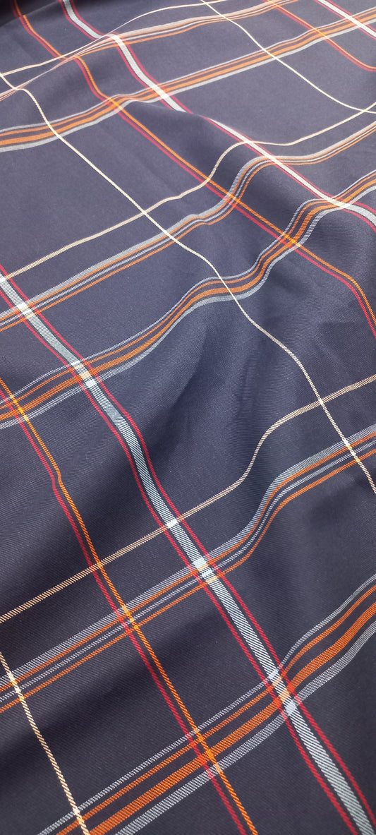 Dark Blue Yarn Dyed Checks Cotton Unstitched Men's Shirt Piece (Width 58 Inch | 1.60 Meters) Crosscreek