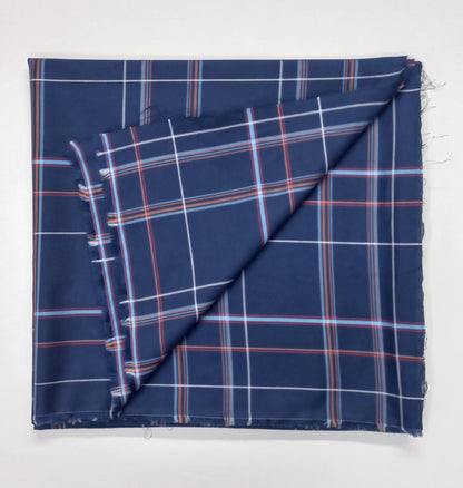 Dark Blue Yarn Dyed Checks Cotton Unstitched Men's Shirt Piece (Width 58 Inch | 1.60 Meters) Crosscreek