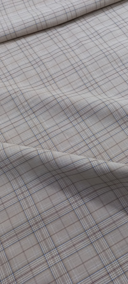Beige Yarn Dyed Checks Cotton Unstitched Men's Shirt Piece (Width 58 Inch | 1.60 Meters) Crosscreek