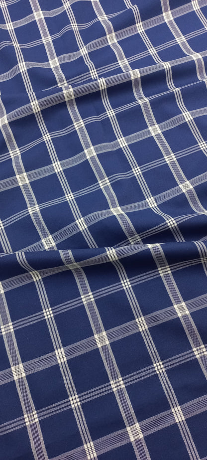 Dark Blue Yarn Dyed Checks Cotton Unstitched Men's Shirt Piece (Width 58 Inch | 1.60 Meters)