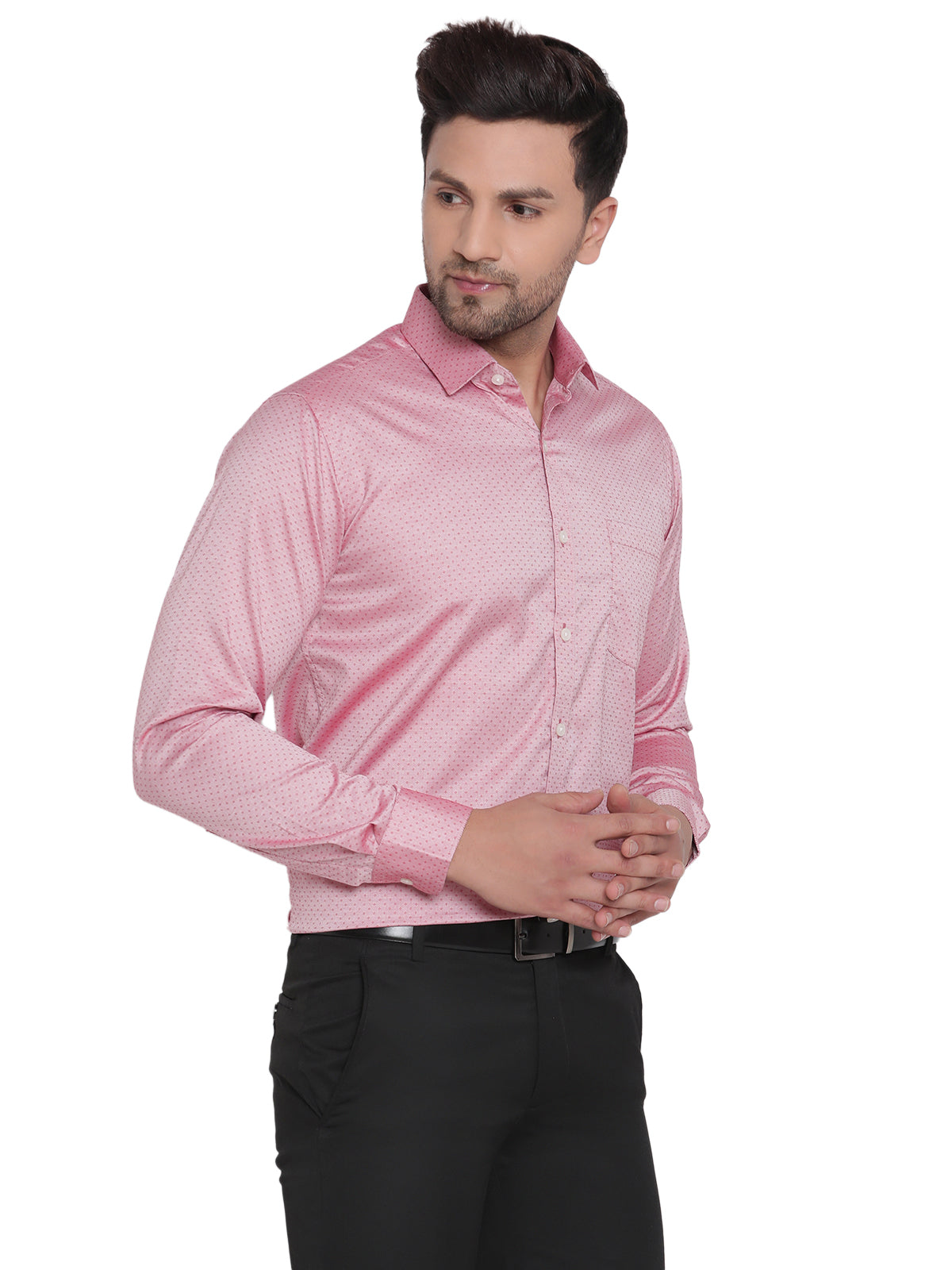 Men Pink Dobby Formal Shirt Copperline
