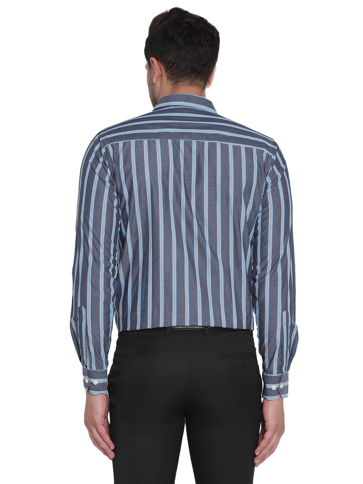 Full Sleeves Blue Striped Formal Shirt Copperline