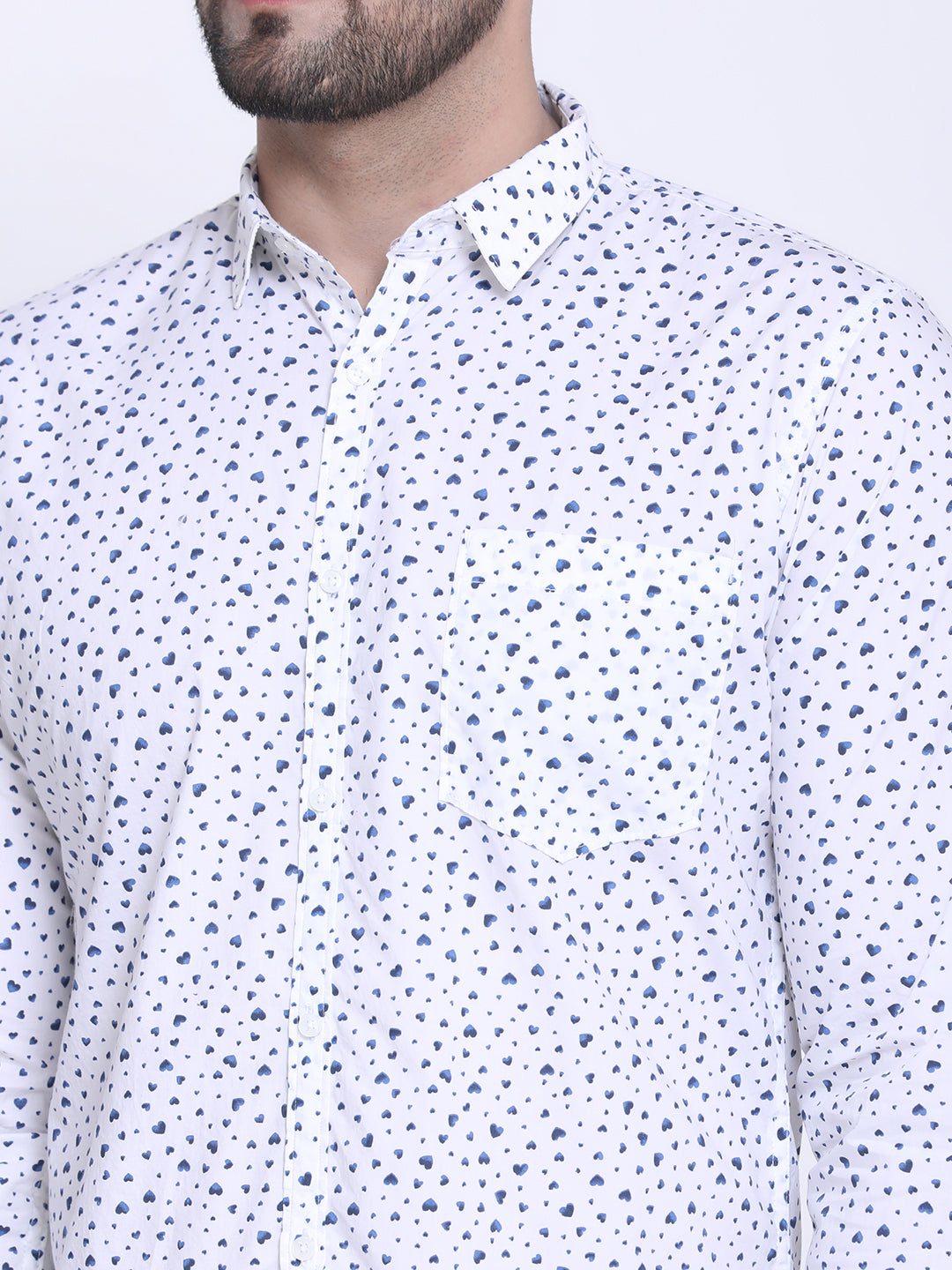 Crosscreek Men White & Blue Slim Fit Printed Casual Shirt Crosscreek
