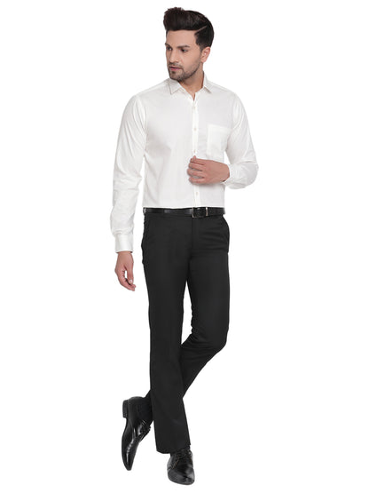 Men Dobby White Solid Formal Shirt Copperline