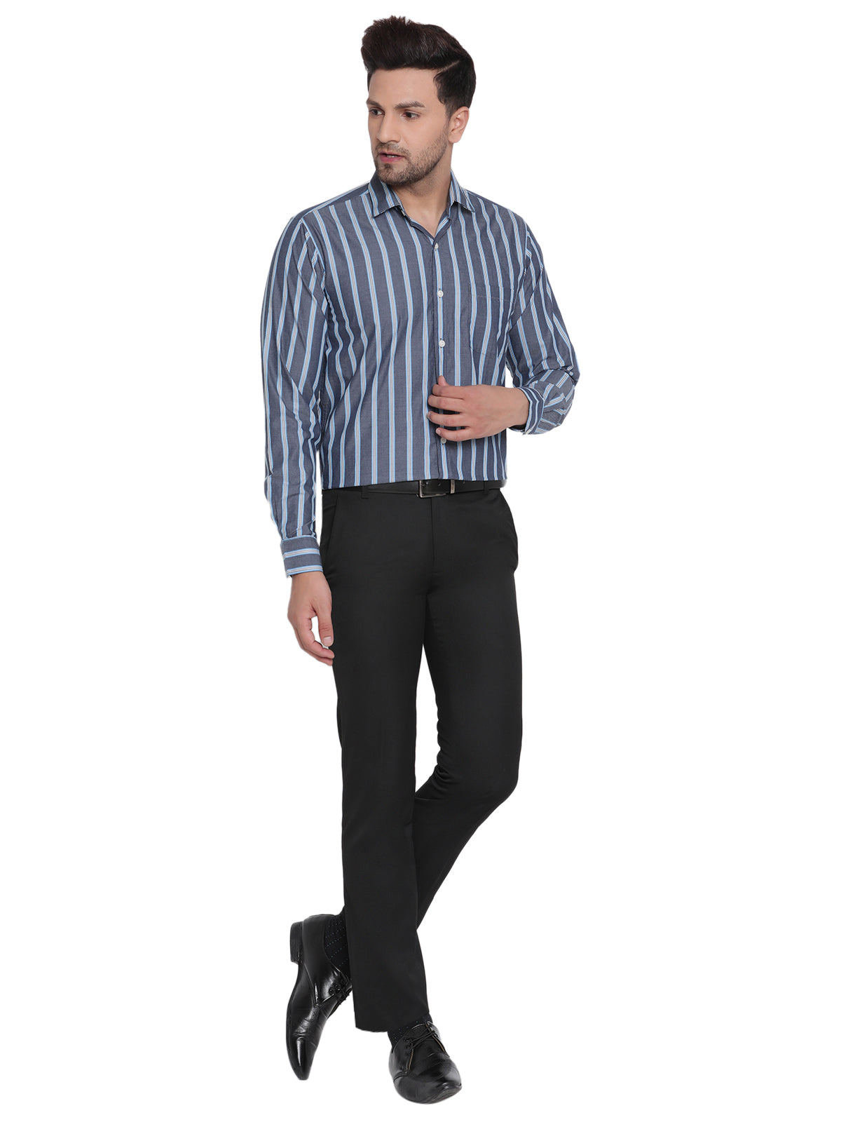 Full Sleeves Blue Striped Formal Shirt Copperline