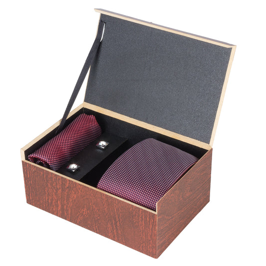 Crosscreek Men Maroon Ties & Cufflink Set Crosscreek