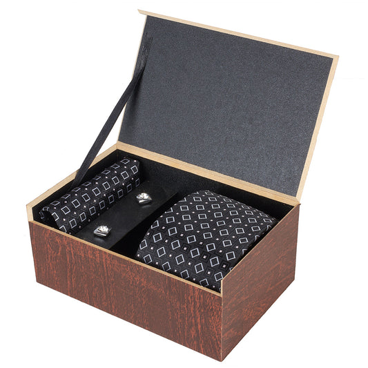 Crosscreek Men Black Ties & Cufflink Set Crosscreek