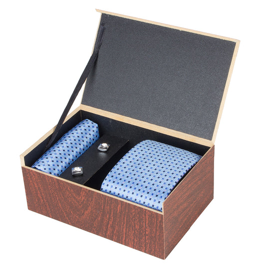 Crosscreek Men Blue Ties & Cufflink Set Crosscreek