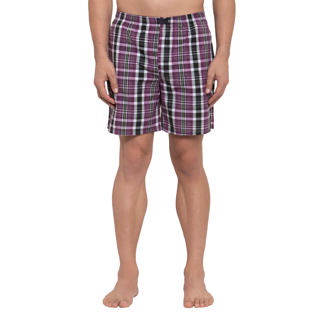 Crosscreek Men Purple Checks Boxers Crosscreek