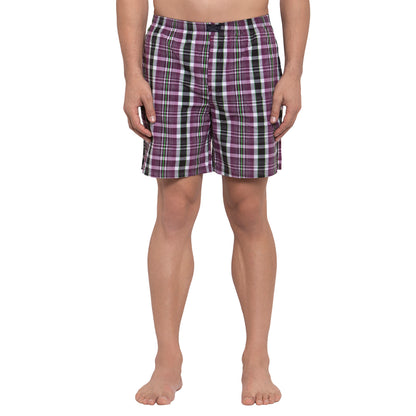 Crosscreek Men Purple Checks Boxers Crosscreek