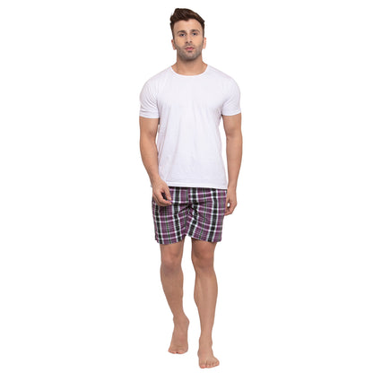 Crosscreek Men Purple Checks Boxers Crosscreek