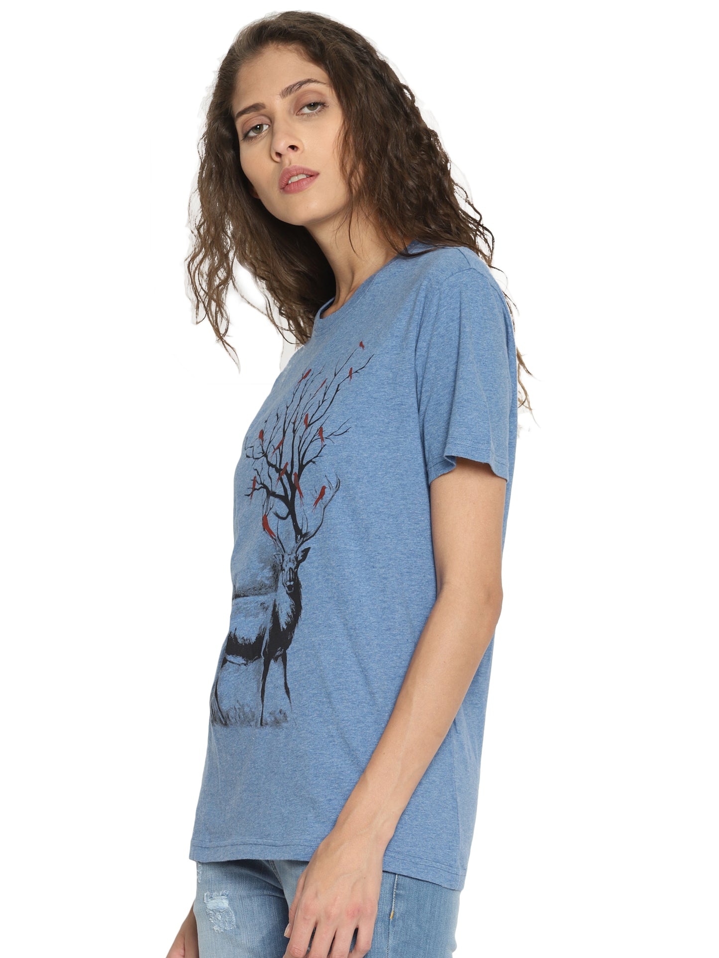 Wolfpack Women Light Blue Printed T-Shirt Wolfpack