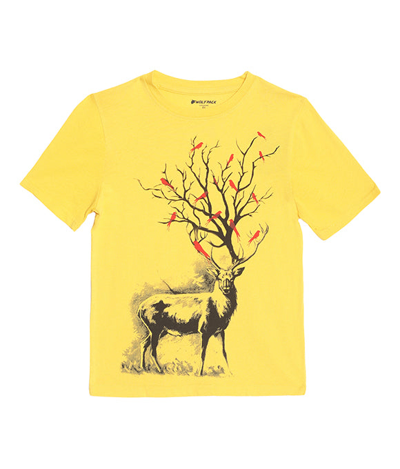 Wolfpack Boys Yellow Printed T-Shirt Wolfpack