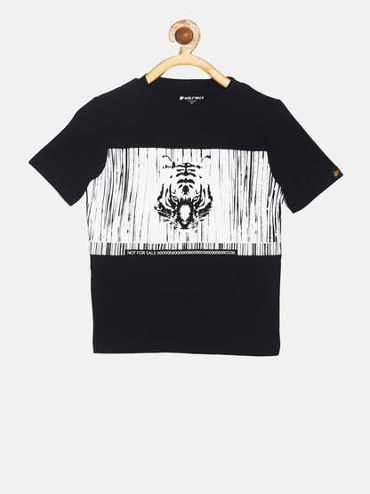 Wolfpack Boys Black Printed T-Shirt Wolfpack