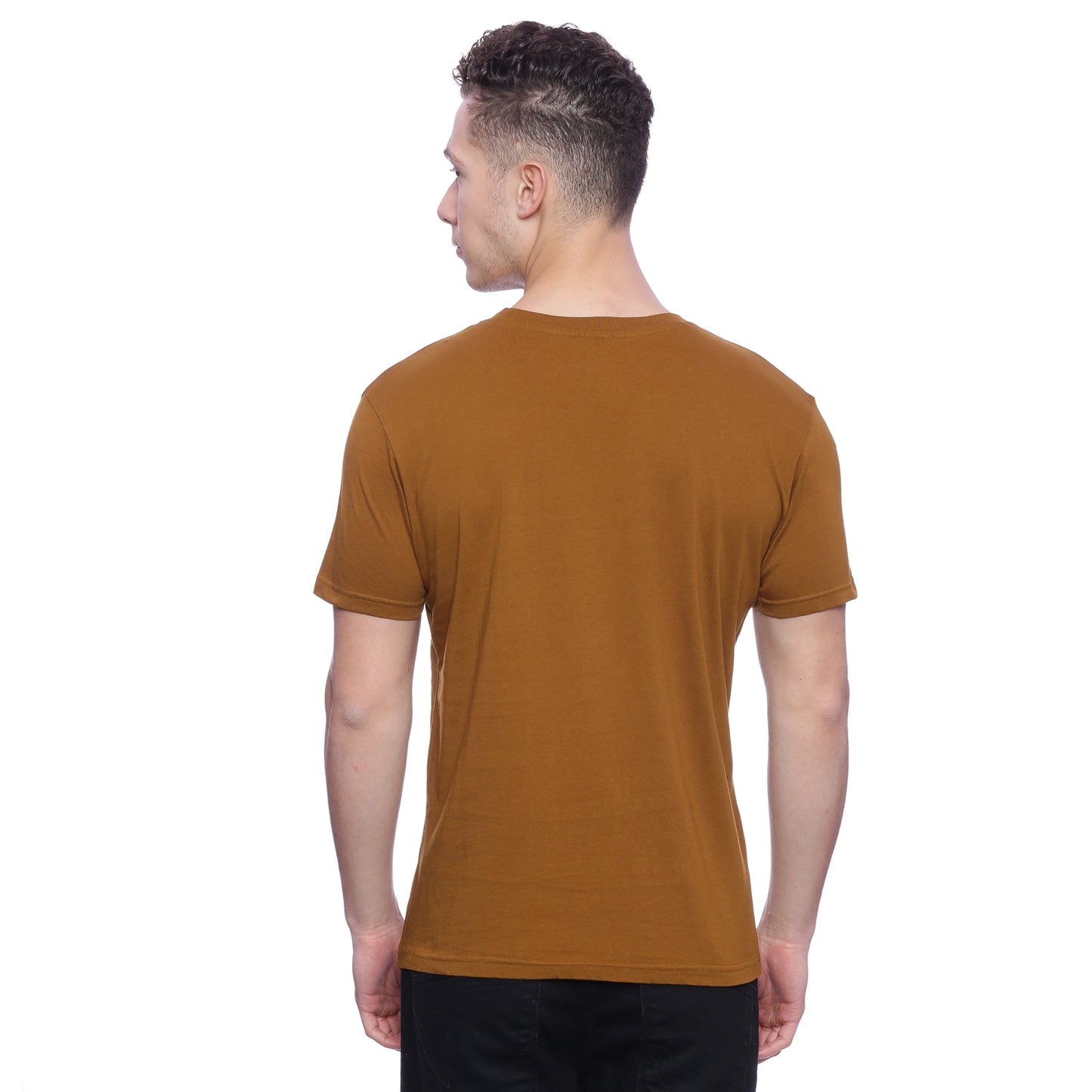 Wolfpack Round Neck Barcode Tiger Printed Brown T-Shirt Wolfpack
