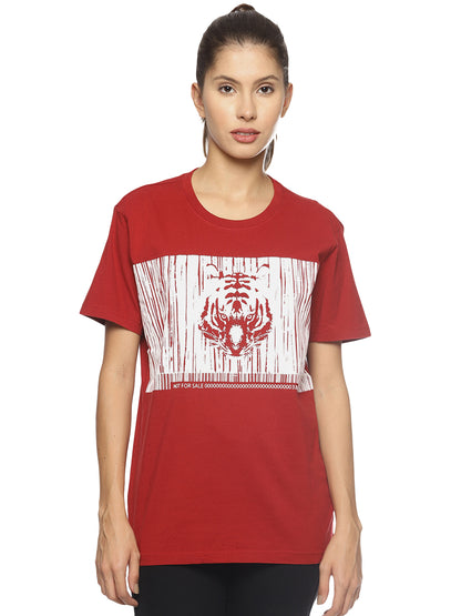 Wolfpack Women Red Printed T-Shirt Wolfpack