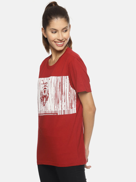 Wolfpack Women Red Printed T-Shirt Wolfpack