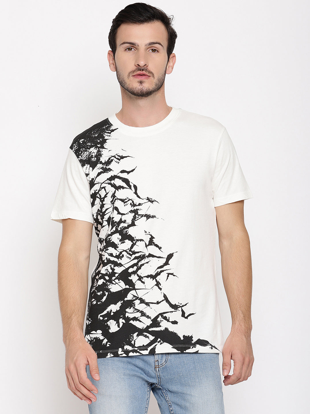 Bats Printed White Men T-Shirt Wolfpack