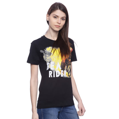 Wolfpack Women Black Printed T-Shirt Wolfpack