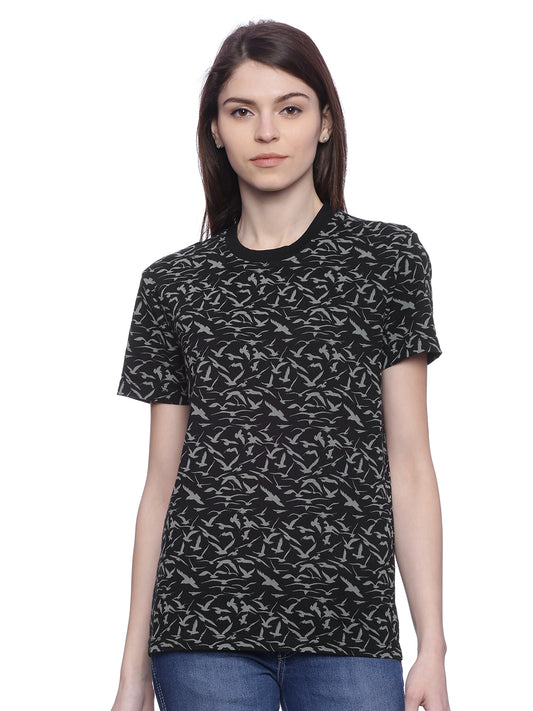 Wolfpack Women Black Printed T-Shirt Wolfpack