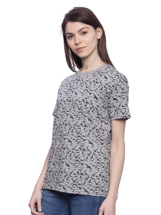 Wolfpack Women Grey Printed T-Shirt Wolfpack