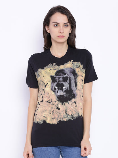 Wolfpack Women Black Printed T-Shirt Wolfpack