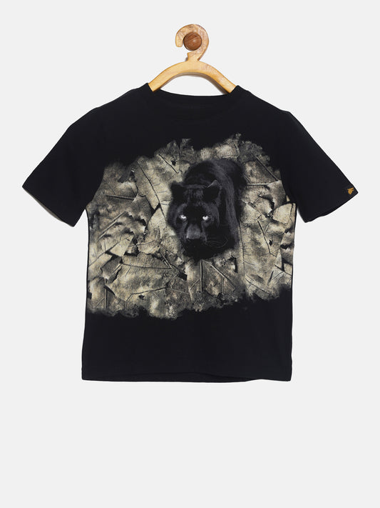 Wolfpack Boys Black Printed T-Shirt Wolfpack