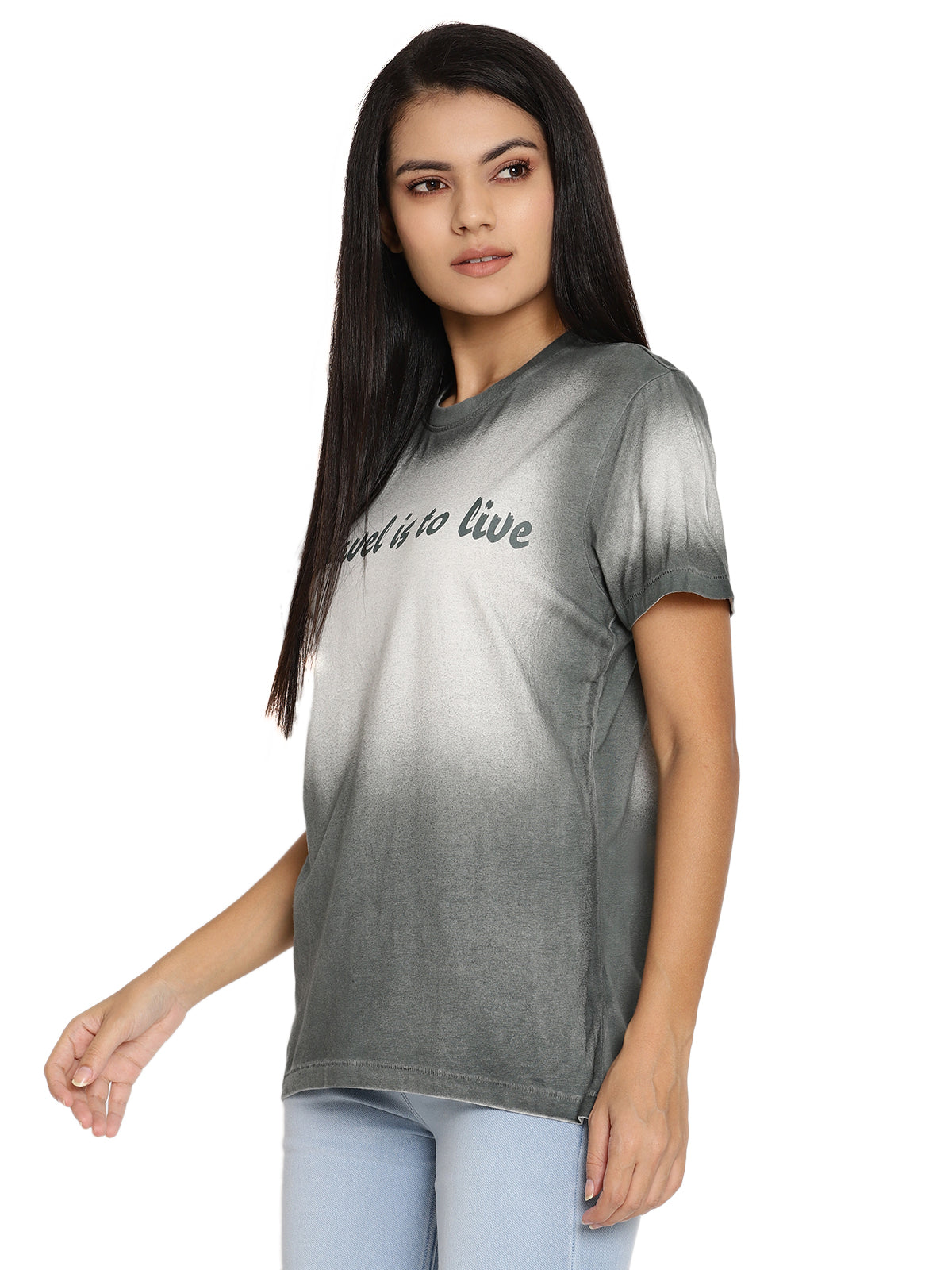 Wolfpack Travel is to Live Dark Green Printed Women T-Shirt Wolfpack