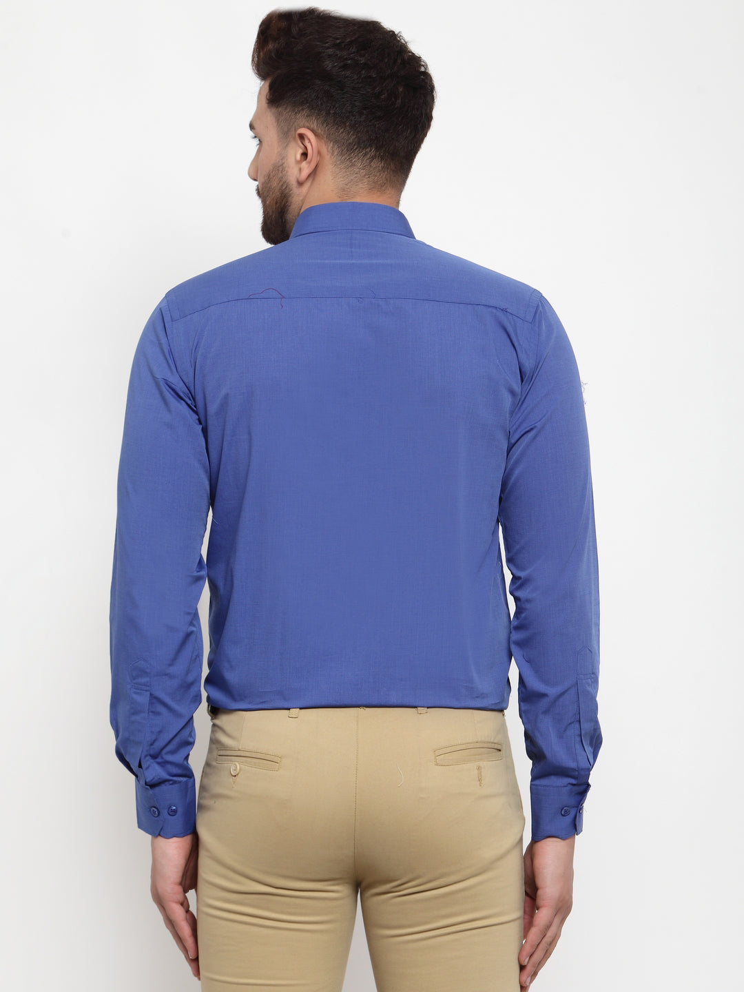 Copperline Men Blue Comfort Slim Fit Solid Formal Shirt Copperline