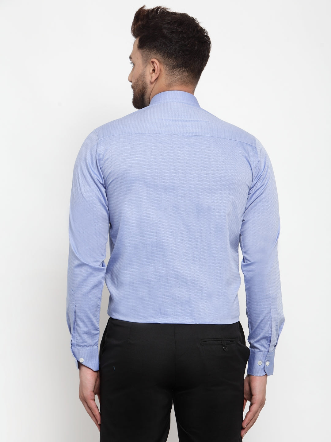 Copperline Men Blue Comfort Slim Fit Self Design Dobby Formal Shirt Copperline