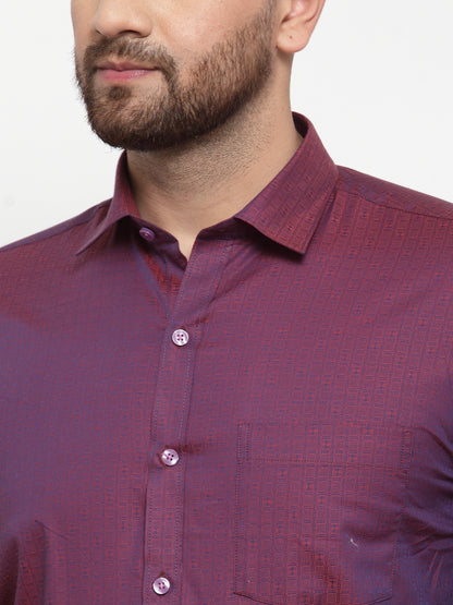 Copperline Men Purple Comfort Slim Fit Self Design Formal Shirt Copperline