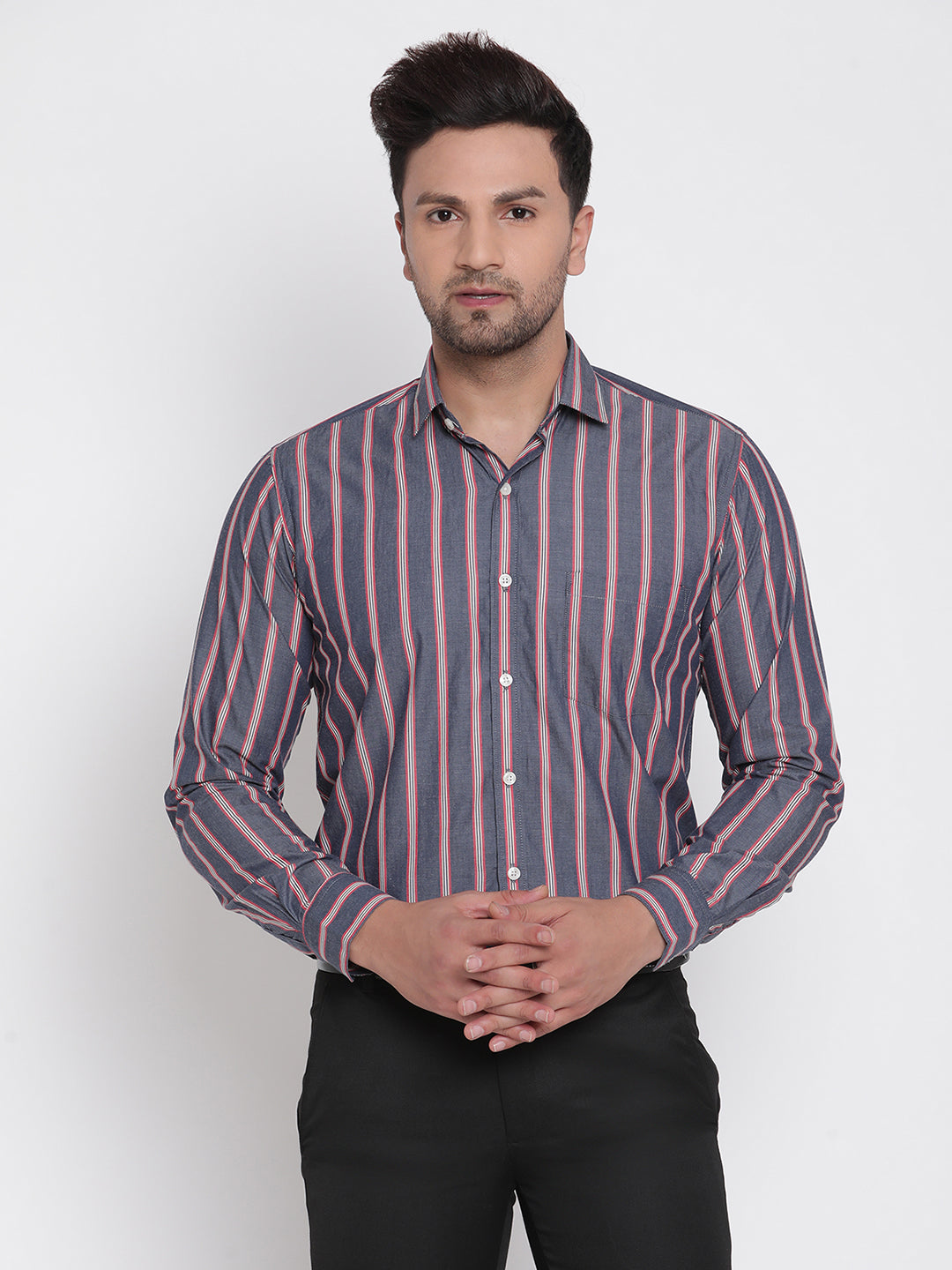 Full Sleeves Red Striped Formal Shirt Copperline