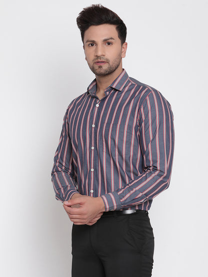 Full Sleeves Red Striped Formal Shirt Copperline