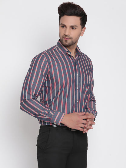 Full Sleeves Red Striped Formal Shirt Copperline