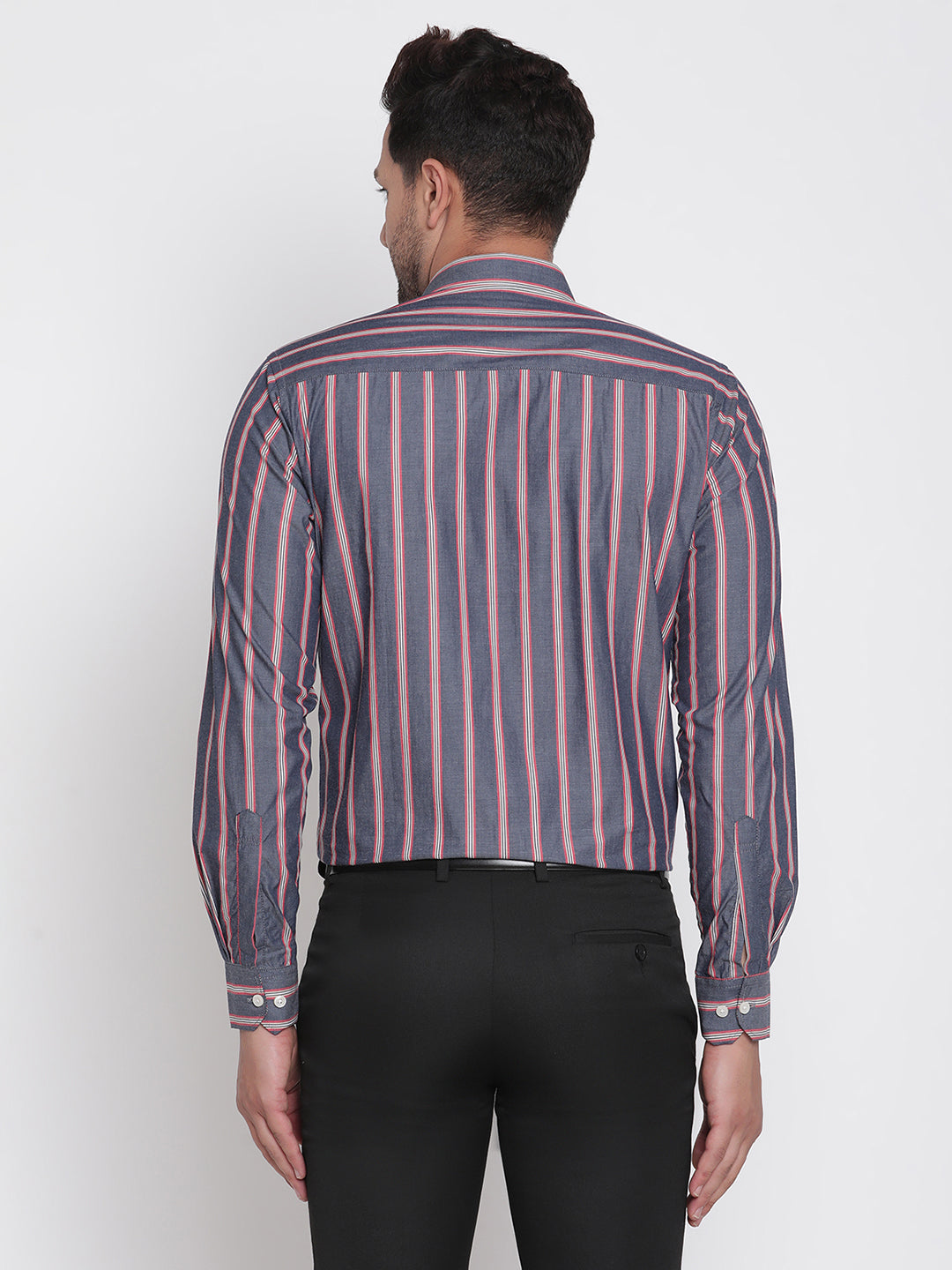 Full Sleeves Red Striped Formal Shirt Copperline