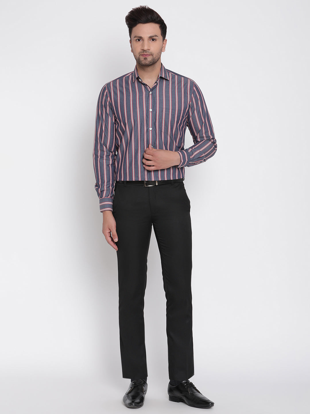 Full Sleeves Red Striped Formal Shirt Copperline