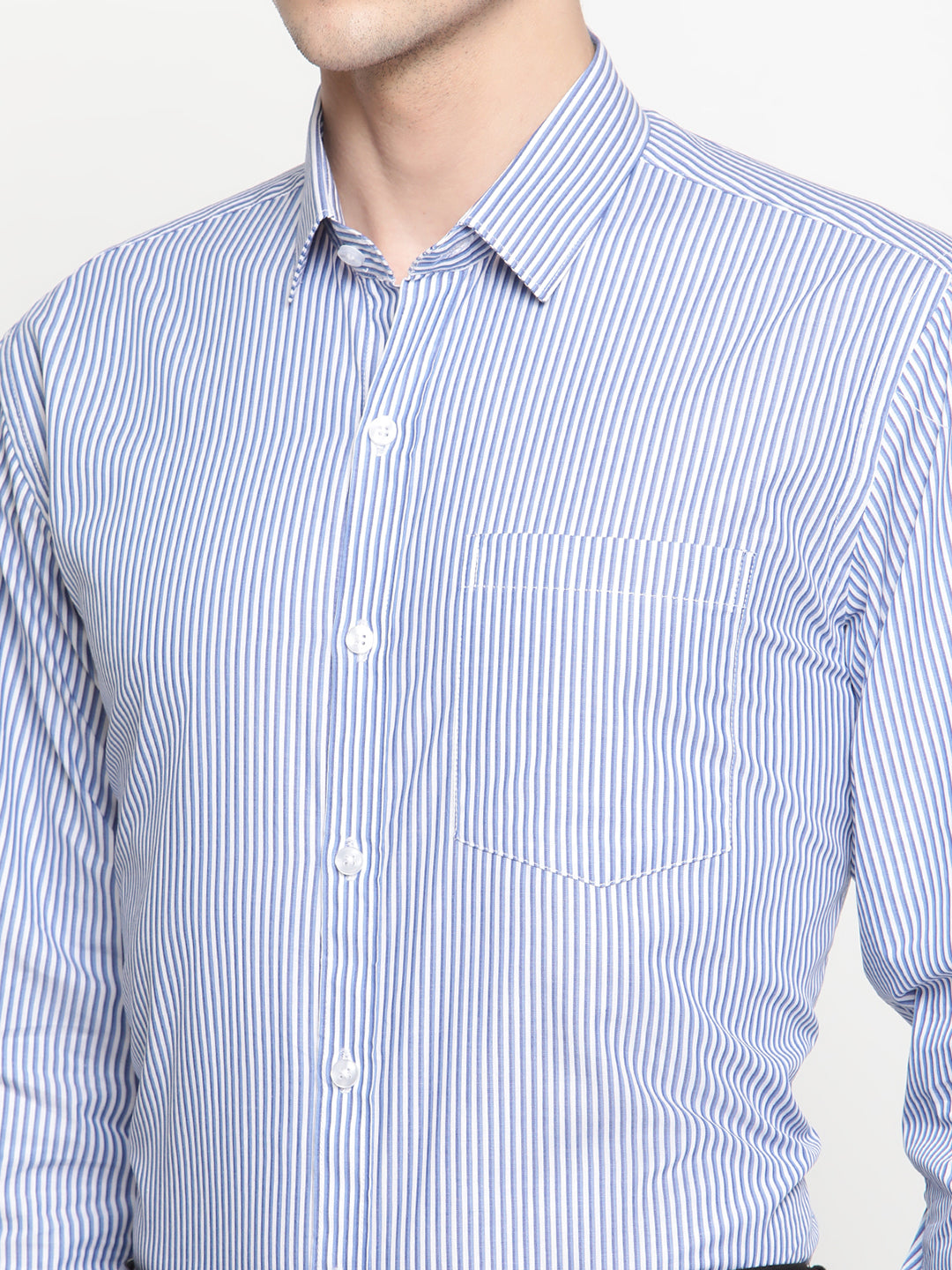 Copperline Men Blue Stripes Formal Shirt Copperline