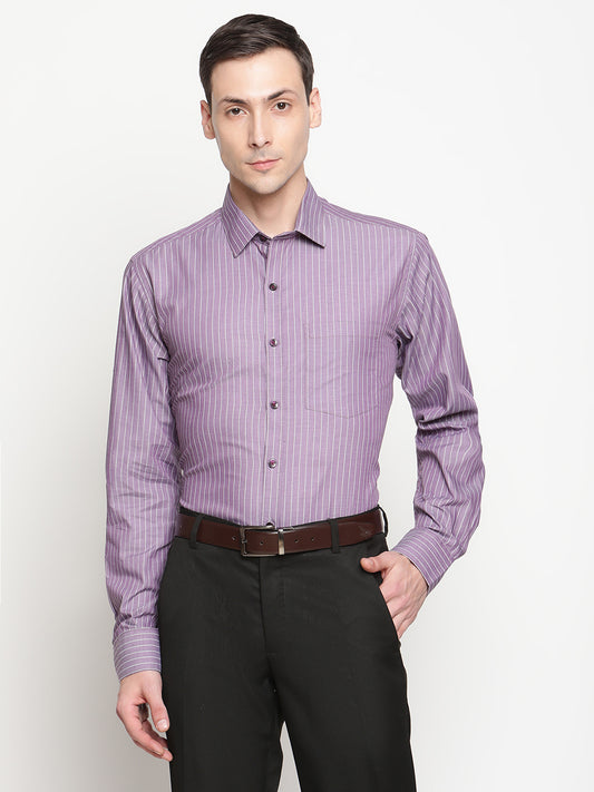 Copperline Men Purple Stripes Formal Shirt Copperline