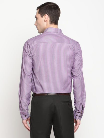 Copperline Men Purple Stripes Formal Shirt Copperline