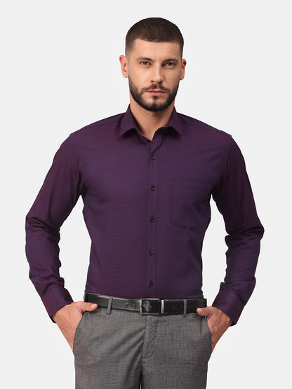 Copperline Men Purple Dobby Formal Shirt