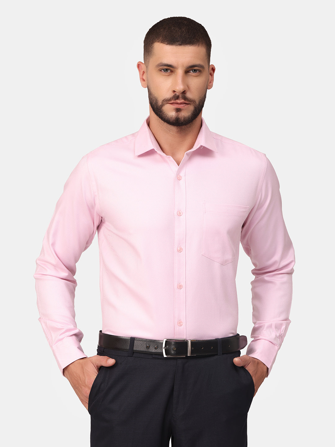 Copperline Men Pink Dobby Formal Shirt Copperline