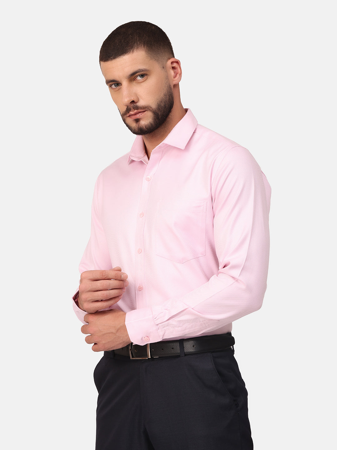 Copperline Men Pink Dobby Formal Shirt Copperline