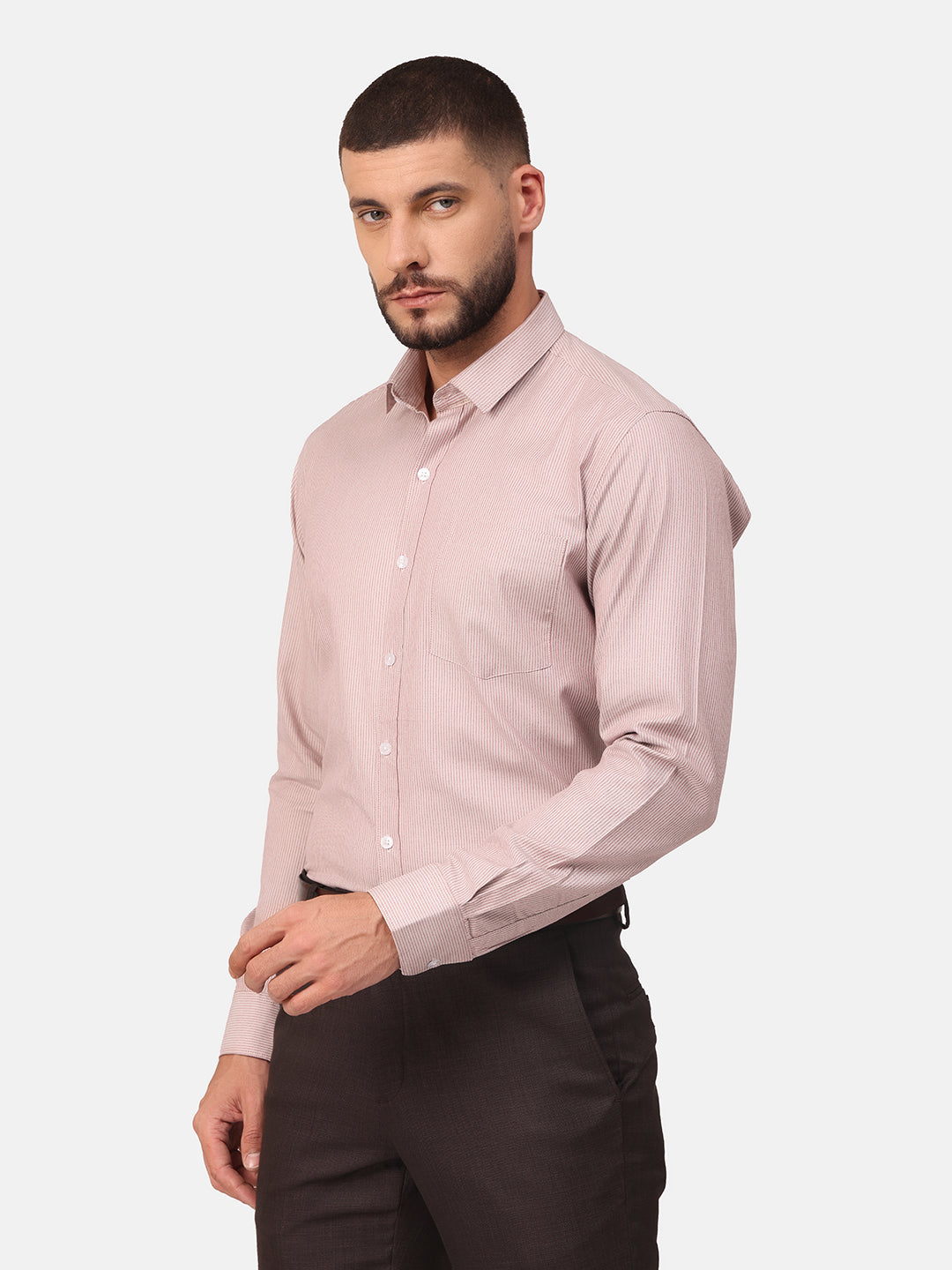 Copperline Men Red Stripes Formal Shirt Copperline