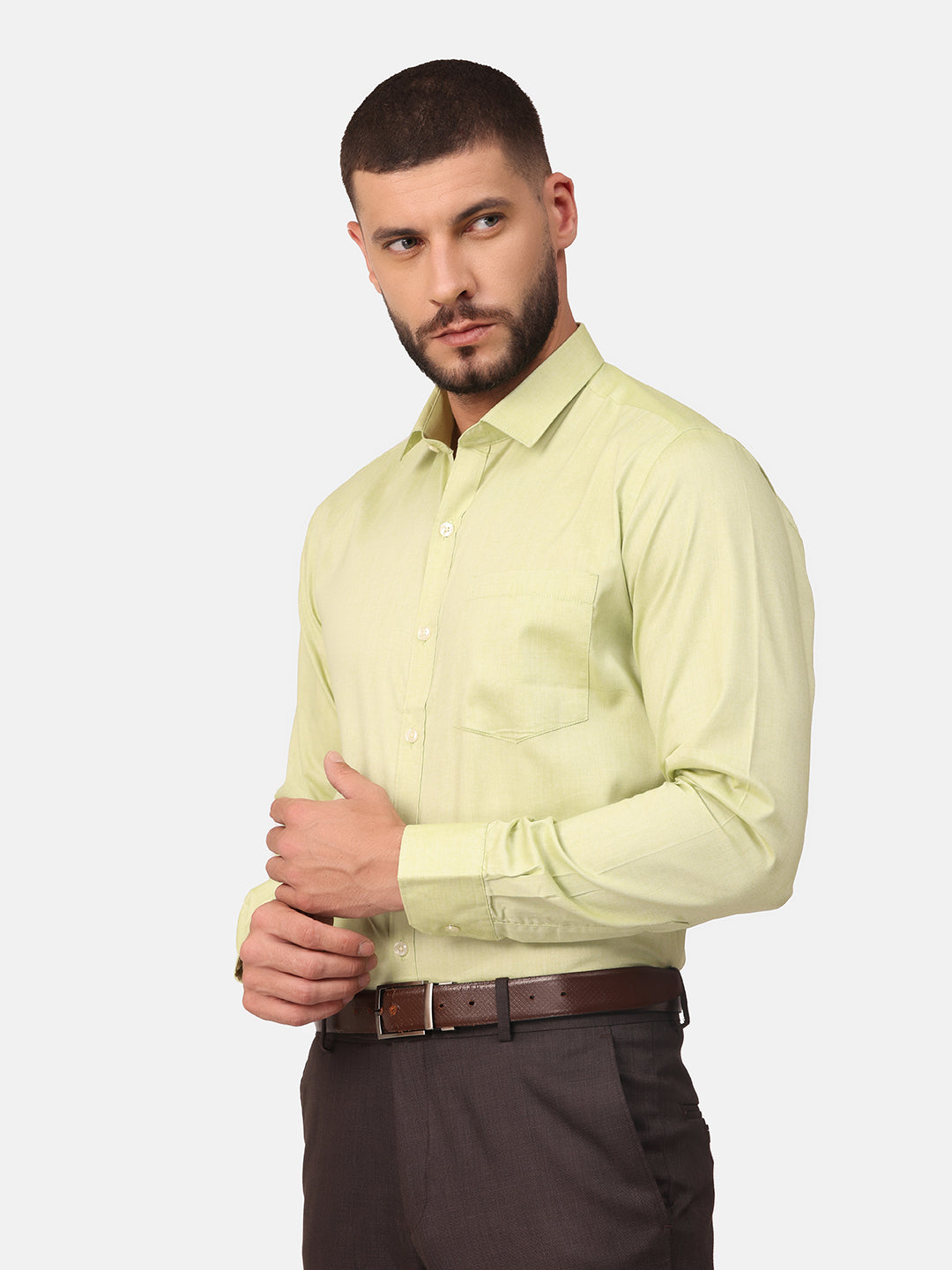 Copperline Men Green Solid Formal Shirt Copperline