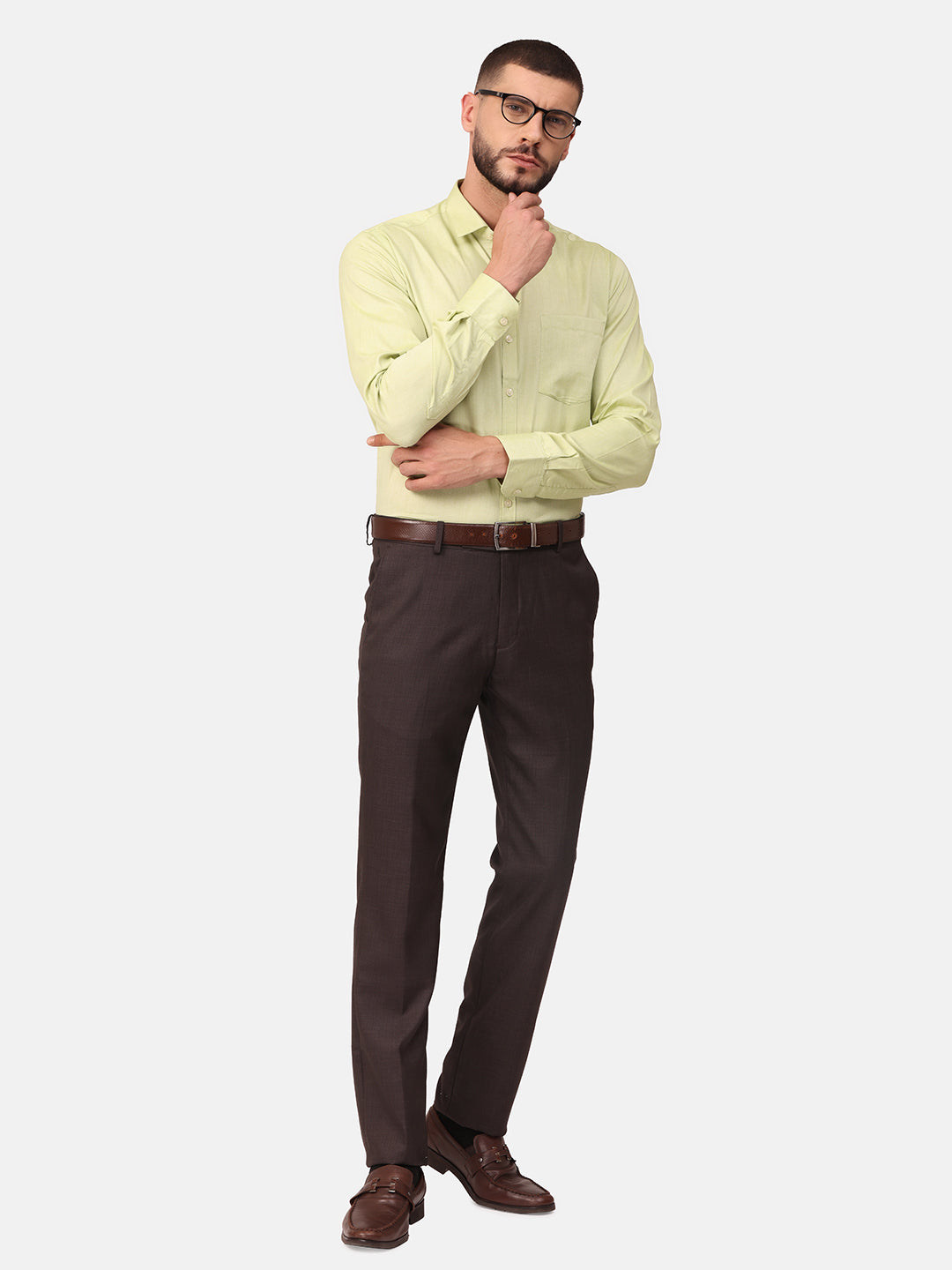 Copperline Men Green Solid Formal Shirt Copperline