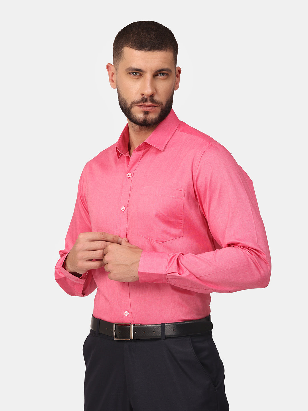 Copperline Men Pink Solid Formal Shirt Copperline